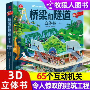 桥梁和隧道立体书儿童立体书3d翻翻书3 8岁以上小学生建筑工程高铁科普启蒙类书籍桥梁绘本小百科幼儿园立体桥梁隧道高铁机关书