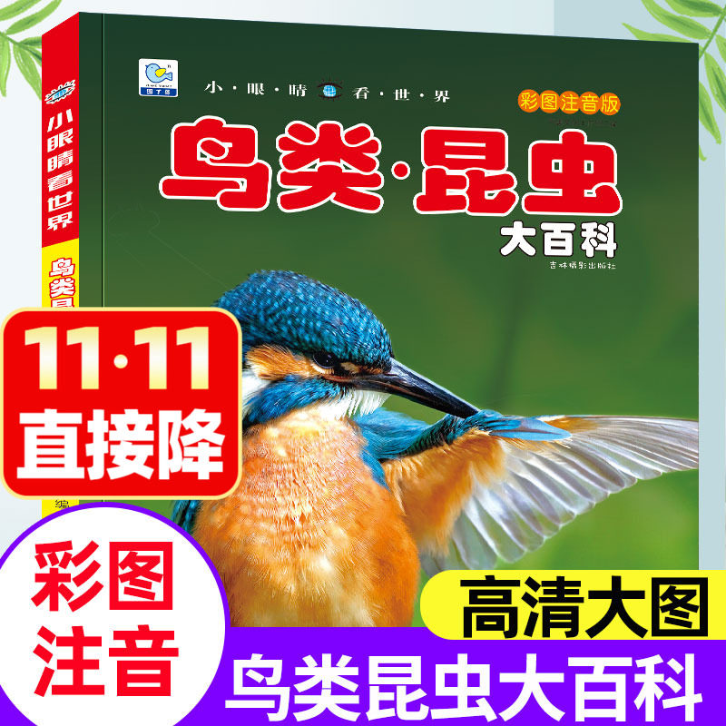 鸟类昆虫大百科注音版小眼睛看世界绘本儿童科普百科全书科学认知识小学生一二年级课外阅读书籍56-7-8-9岁少儿读物昆虫记王国带拼