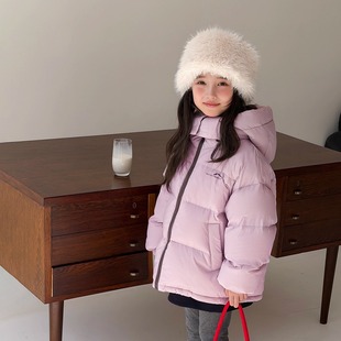 可拆帽女童双面穿羽绒服2025新款中大童儿童短款连帽羽绒外套女款