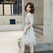 网纱连衣裙女装夏季2020新款韩版气质甜美仙女超仙轻熟风短袖裙子