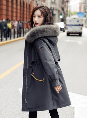狐狸毛领连帽仿皮草外套2025年冬季新款派克服上衣女装SXPC25082