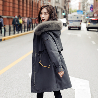 狐狸毛领连帽仿皮草外套2025年冬季新款派克服上衣女装SXPC25082