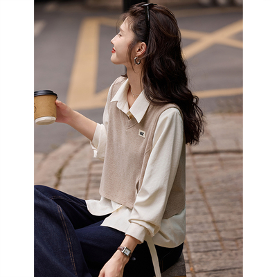 苏醒的乐园设计感针织马甲衬衫