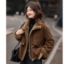 SXPC25059 加绒厚外衣女装 休闲保暖翻皮草外套2025年冬季 新款