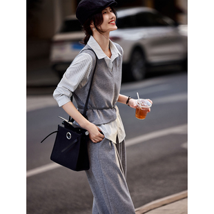 乐园2026年新款 SXTZE26008通勤时尚 春季 条纹衬衫 三件套 女装 苏醒