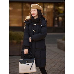 时尚气质羽绒服2023年冬季新款女百搭连帽减龄显瘦韩版中长款外套
