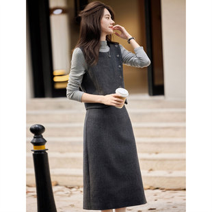 时尚气质套装2024年冬季新款女知性温柔马甲高级极简风三件套