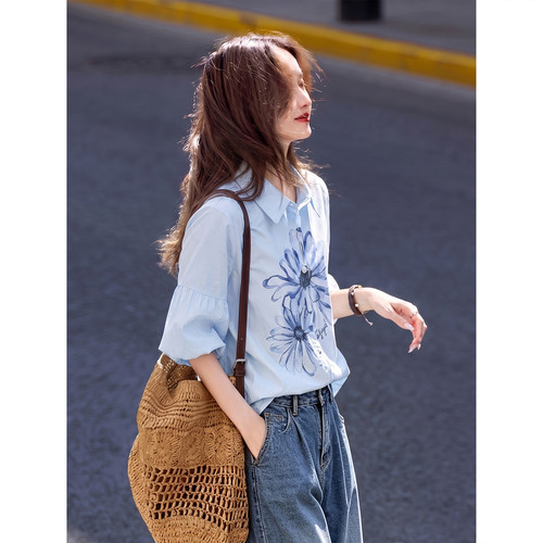 2026年夏季新款印花中袖衬衫SXCS26174