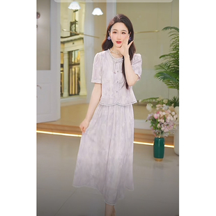 温柔百搭两件套2025年夏季新款女优雅知性重工刺绣半裙套装