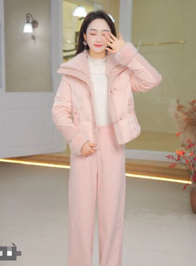 时尚减龄加厚保暖羽绒服外套2024冬季新品设计感两件套