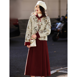 东方韵-2025年冬季新款新中式夹克半身裙冬日设计感女装套装