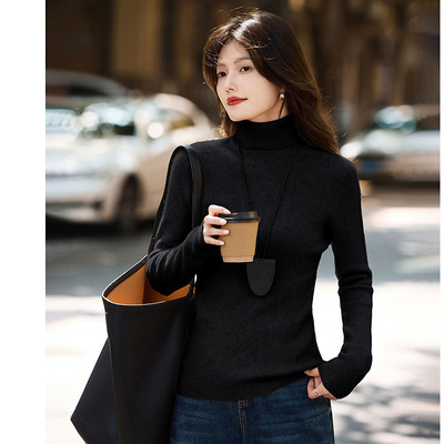 苏醒的乐园纯色高领针织套头衫