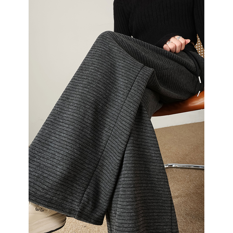 慵懒风条纹阔腿裤2025年冬季新款