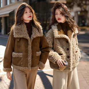 女装 新款 上衣 乐园减龄仿羊羔毛拼接麂皮皮草外套2025年冬季 苏醒
