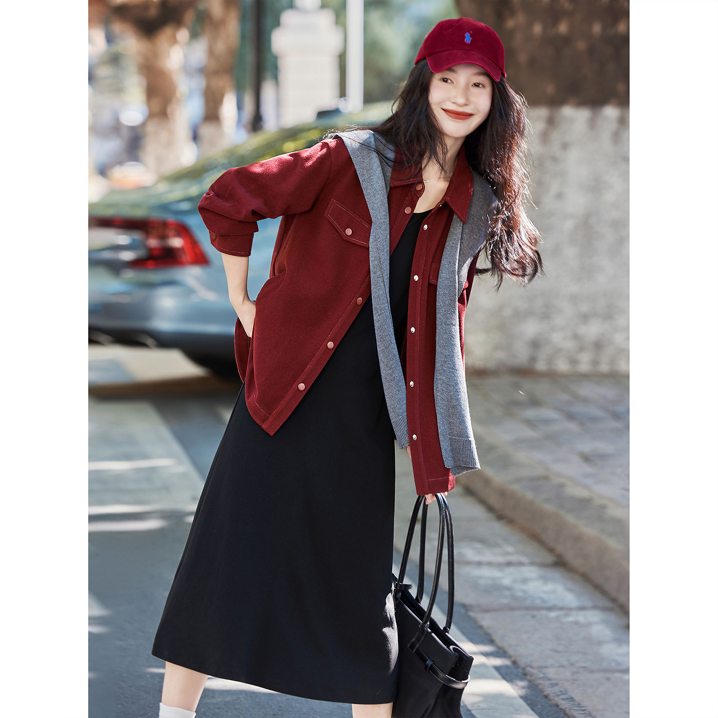 苏醒的乐园2025年冬季新款休闲夹克外套磨毛背心连衣裙两件套装