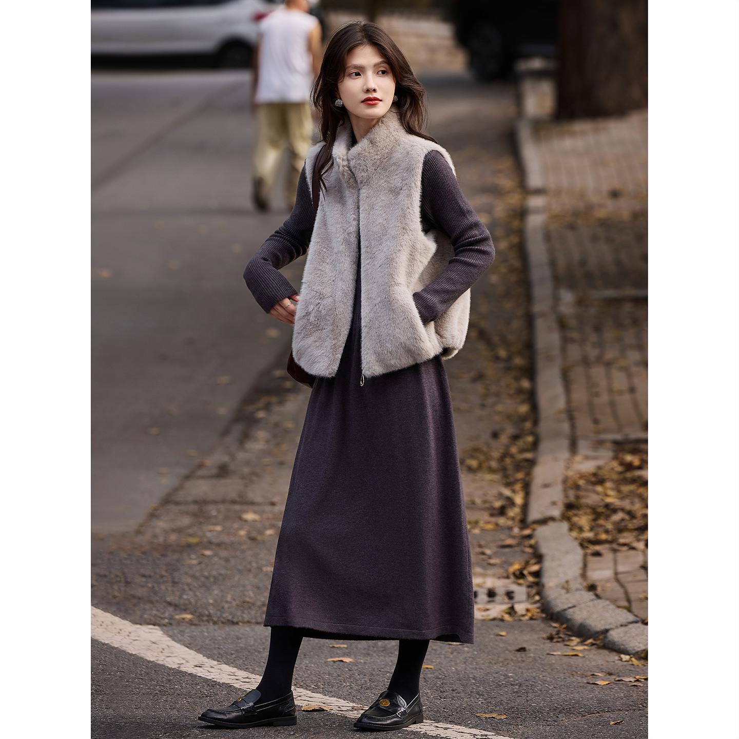 苏醒的乐园仿皮草马甲连衣裙套装2025年冬季新款温柔淑女两件套,女装/女士精品,时尚套装,淘宝优惠券,粉丝福利购,淘宝优惠卷