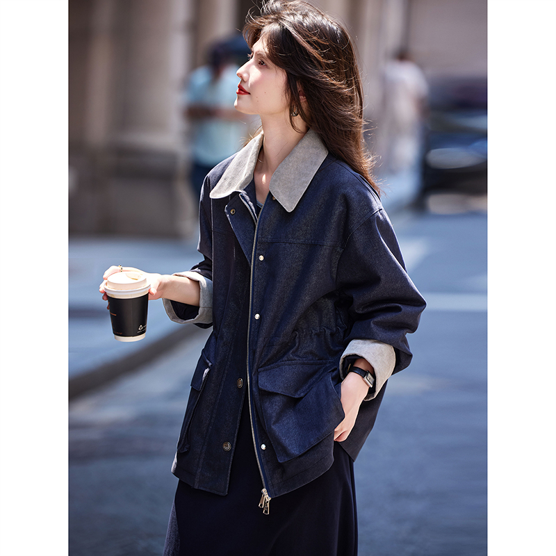 2025年秋季新款翻领风衣外套上衣女装SXFY25028