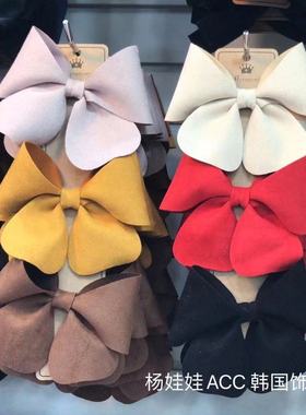 韩国东大门皮绒布蝴蝶结发夹甜美可爱弹簧夹顶夹发饰高级感271001