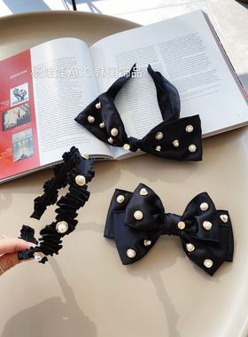 韩国东大门珍珠蝴蝶结发箍发夹时尚甜美高级质感百搭发饰210602