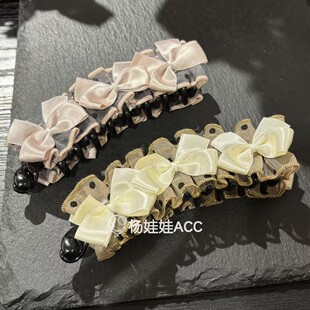 LEI新款 甜美花朵蝴蝶结香蕉夹发夹 630401韩国东大门Trois