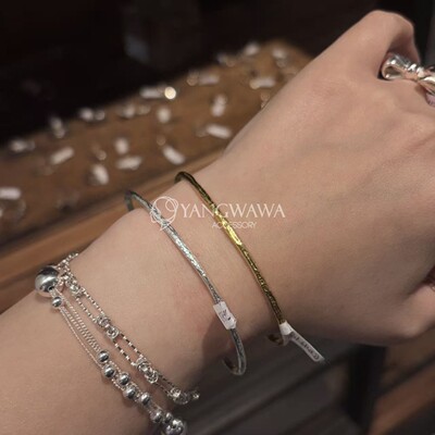 582634韩国东大门vase通体纯银新款高级感精致简约手镯