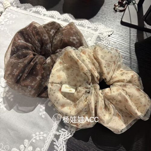 690204韩国东大门Trois de LEI 新款高级感花纹双层网纱发箍