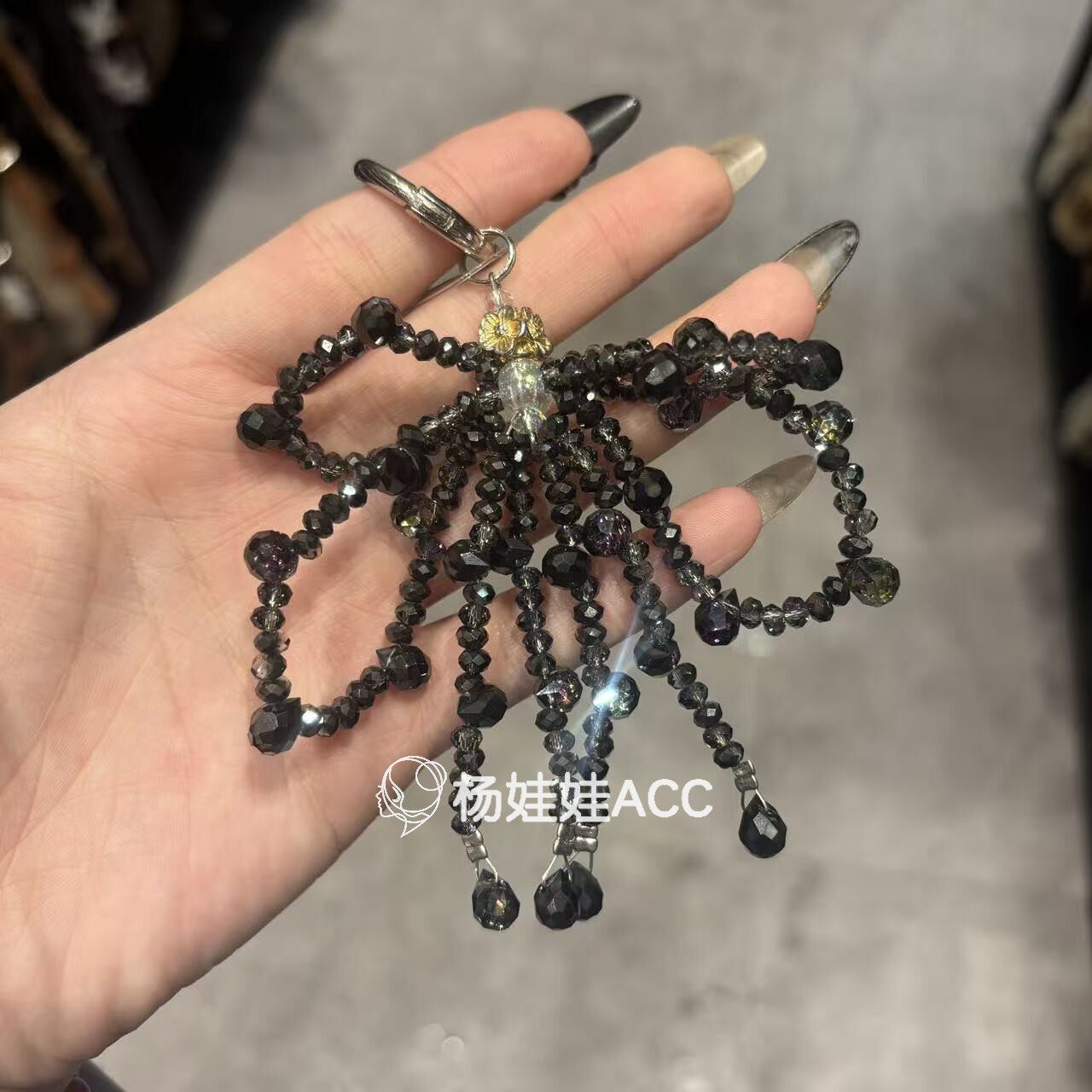 620215韩国代购Baket新款高级感水钻蝴蝶结串珠包挂件