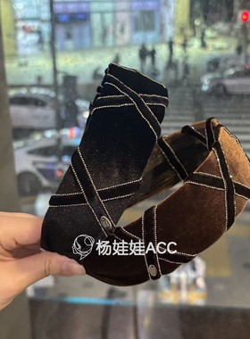5110605韩国东大门Baket新款高级感丝绒宽边蝴蝶结发箍头箍