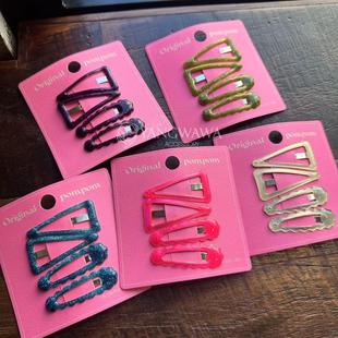 522010韩国东大门pom儿童三角水滴形状四件套掰掰夹发夹