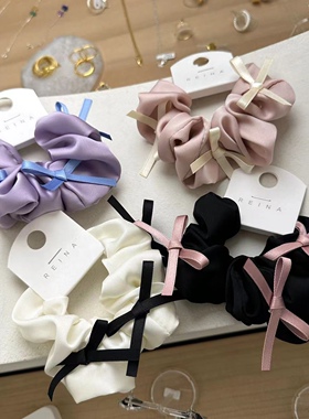 381508韩国东大门Reina缎面简约蝴蝶结甜美气质秋款大肠发圈发绳