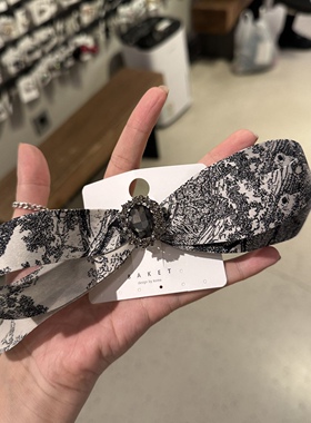 41282韩国东大门Baket碎花水墨蝴蝶结单钻高级感弹簧夹发夹