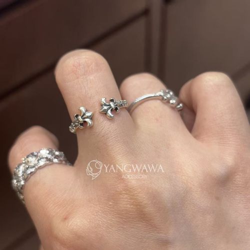 583110韩国东大门momo通体纯银新款精致设计感开口戒指