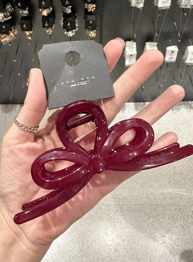 492509韩国东大门nyunyu亚克力优雅款蝴蝶结抓夹发夹