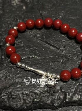 5120301韩国东大门LEI通体纯银新款高级感朱砂石小鱼福袋手链