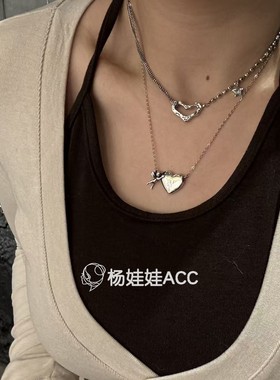 5120316韩国东大门LEI通体纯银新款高级感古典爱心吊坠项链