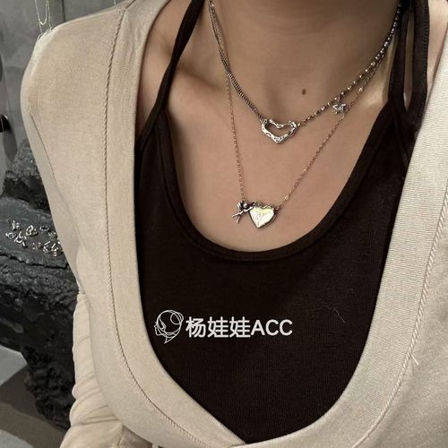 5120316韩国东大门LEI通体纯银新款高级感古典爱心吊坠项链