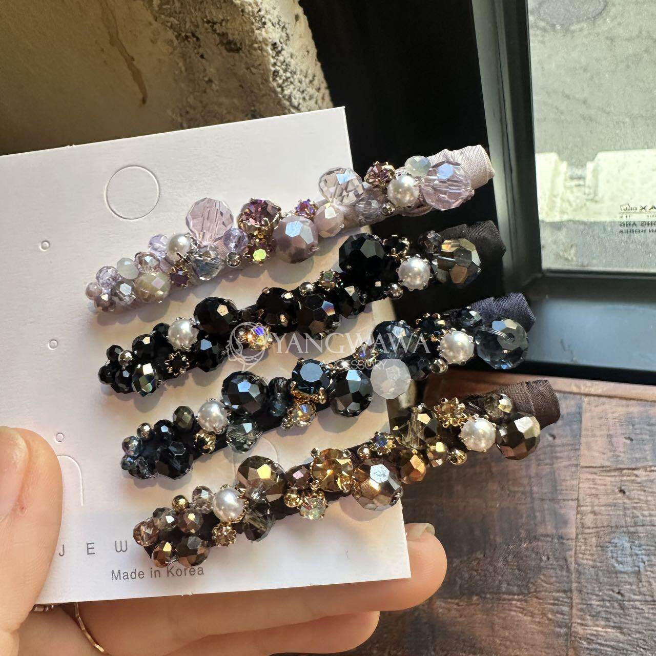 510203韩国东大门高级感手工超闪水晶鸭嘴夹发夹精致边夹