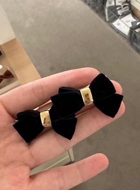381505韩国东大门Reina丝绒蝴蝶结精致气质款鸭嘴夹