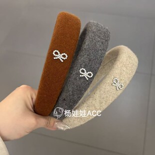 611113韩国东大门papa新款高级感蝴蝶结毛毡材质发箍