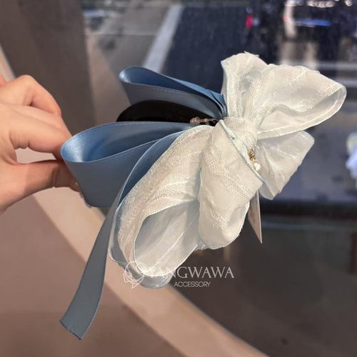 551911韩国东大门Baket新款高级感蝴蝶结丝绸布艺香蕉夹发夹