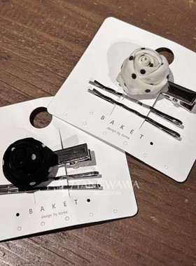 550825韩国东大门Baket甜美波点玫瑰花两件套鸭嘴夹发夹