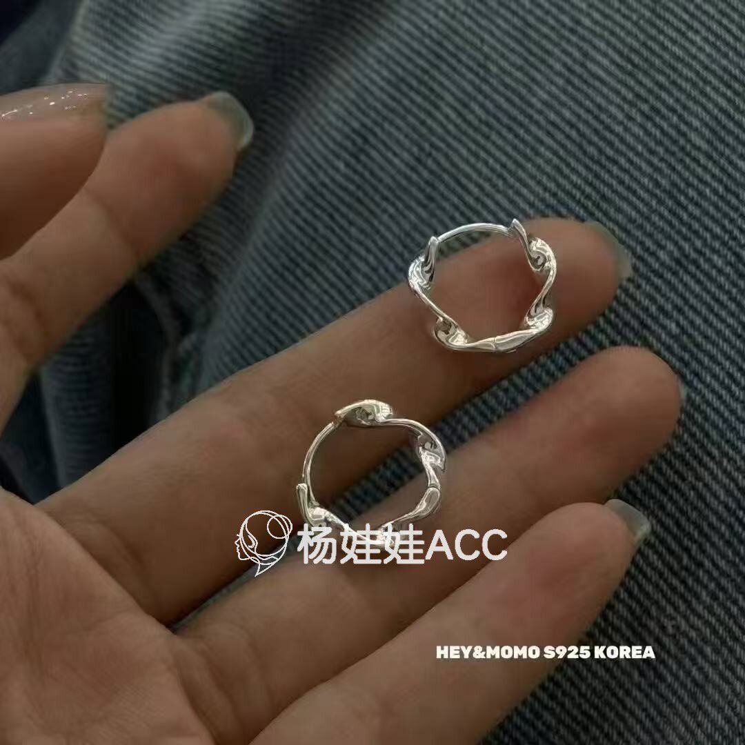 5110207韩国东大门momo新款高级感精致百搭麻花圆环耳扣