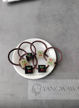 361331韩国东大门夏日少女可爱水钻樱桃扎发甜美方形头绳皮筋日韩