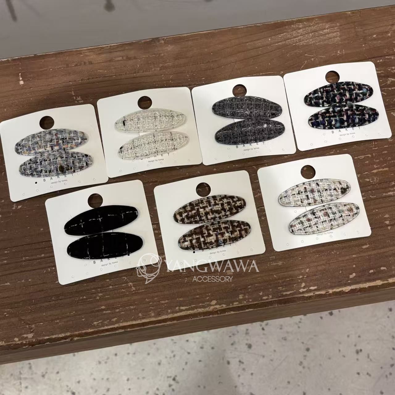 590409韩国东大门Baket新款高级感复古布艺掰掰夹边夹