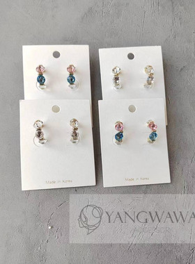 37230韩国东大门小巧精致撞色锆石圆圈耳环轻奢耳钉少女可爱百搭