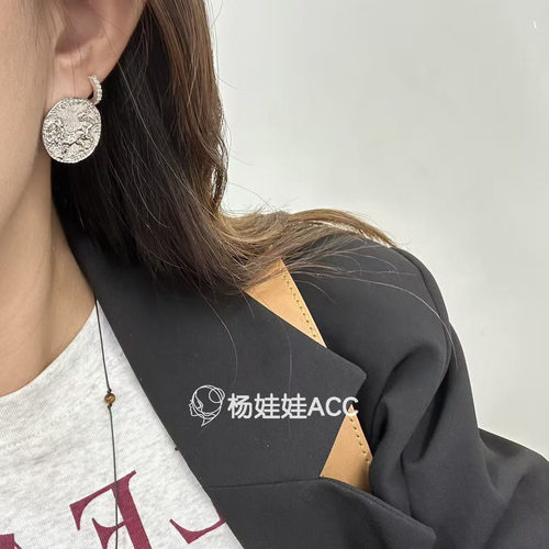 592525韩国东大门进口时尚气质浮雕圆形耳钉耳环耳饰