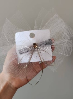 572501韩国东大门Baket网纱丝带蝴蝶结鸭嘴夹发夹刘海夹