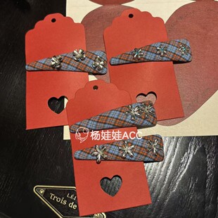LEI新款 高级感甜美金属小花格纹掰掰夹 632503韩国东大门Trois