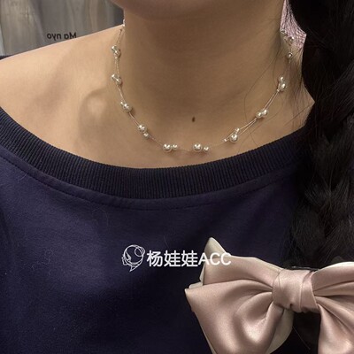 612004韩国代购hey【特价】通体纯银高级感精致串珠项链