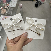 431115韩国东大门papa珍珠蝴蝶结鸭嘴夹爱心一字夹两件套发夹